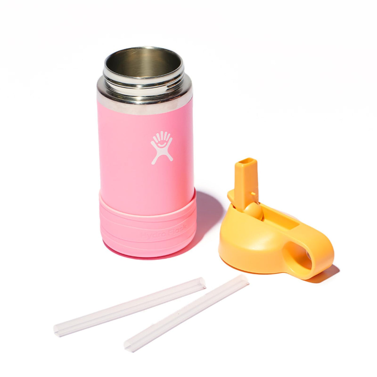 Kids Wide Mouth Bottle With Straw Cap and Boot, Coconut, 12 Oz