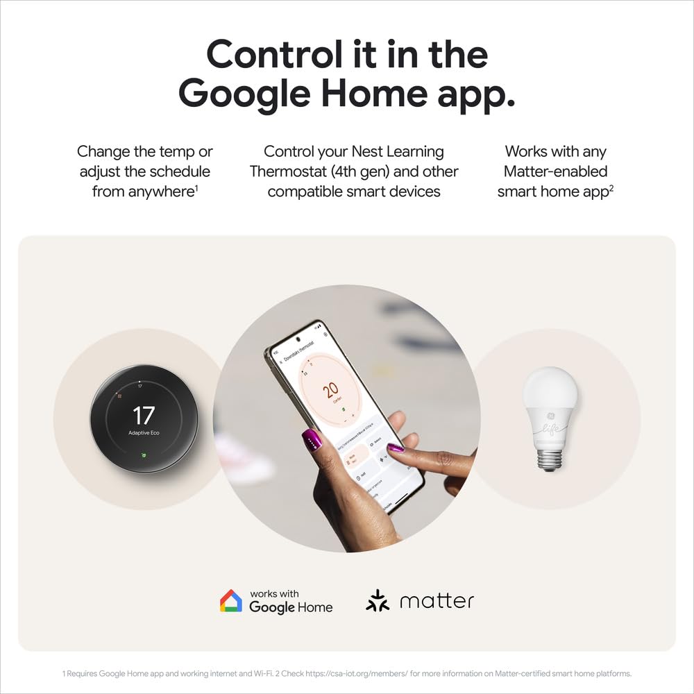 Google Nest Learning Thermostat 4th Gen With Temp Sensor, Silver