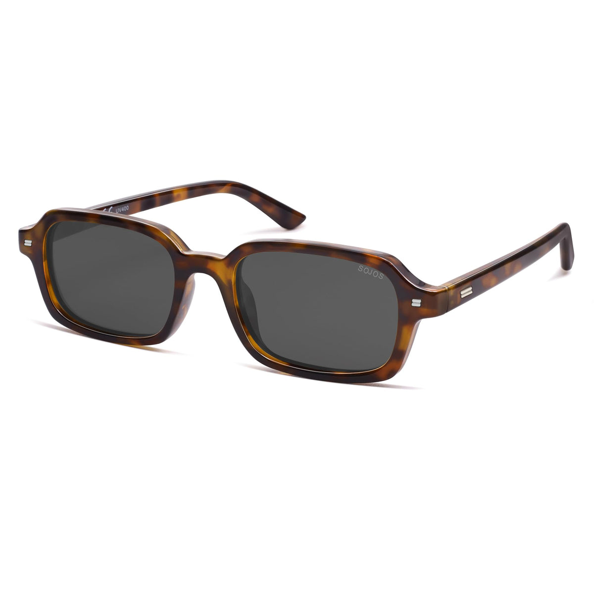 SOJOS SJ2610 Rectangle Polarized Sunglasses, Brown Tortoise/Grey