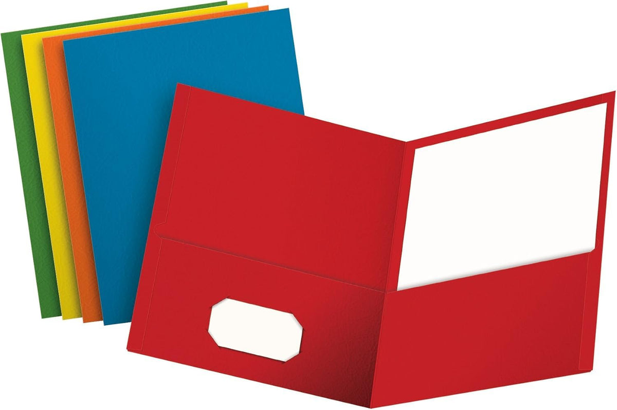 Oxford Twin Pocket Folders, Letter Size, Assorted Colors, 25 per Box