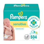 Pampers Sensitive Unscented Baby Wipes, 6 Flip-Top Packs, 504 Count
