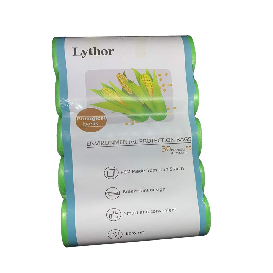 Compostable Garbage Bags, 10L (2.6 Gallon), 150 Bags, Green