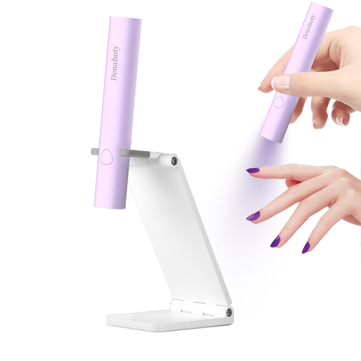 Denabuty Mini UV LED Nail Lamp with Stand, Rechargeable, Violet
