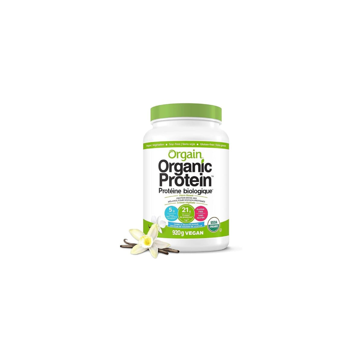 Orgain Organic Plant Based Protein Powder, Vanilla Bean, 920 g