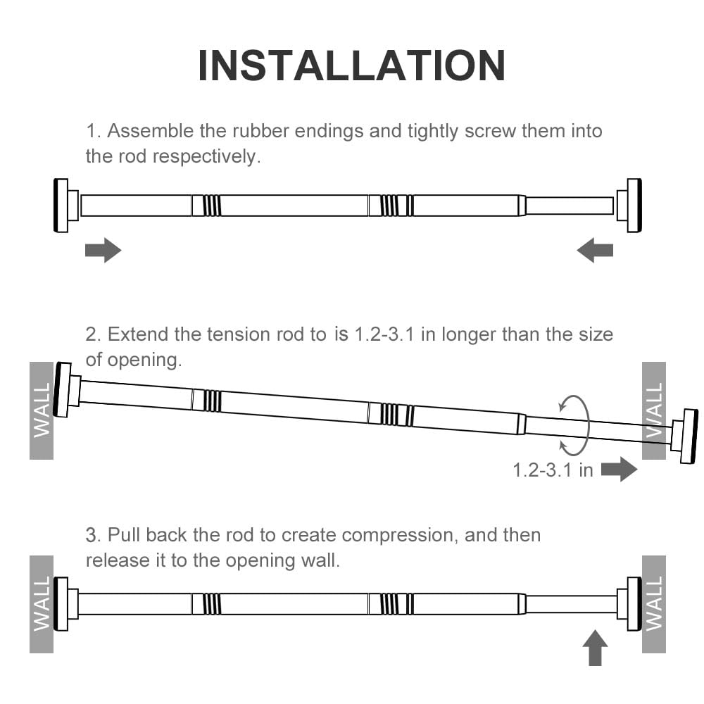 Ausemku Tension Shower Curtain Rod, 32-80 Inch, Black