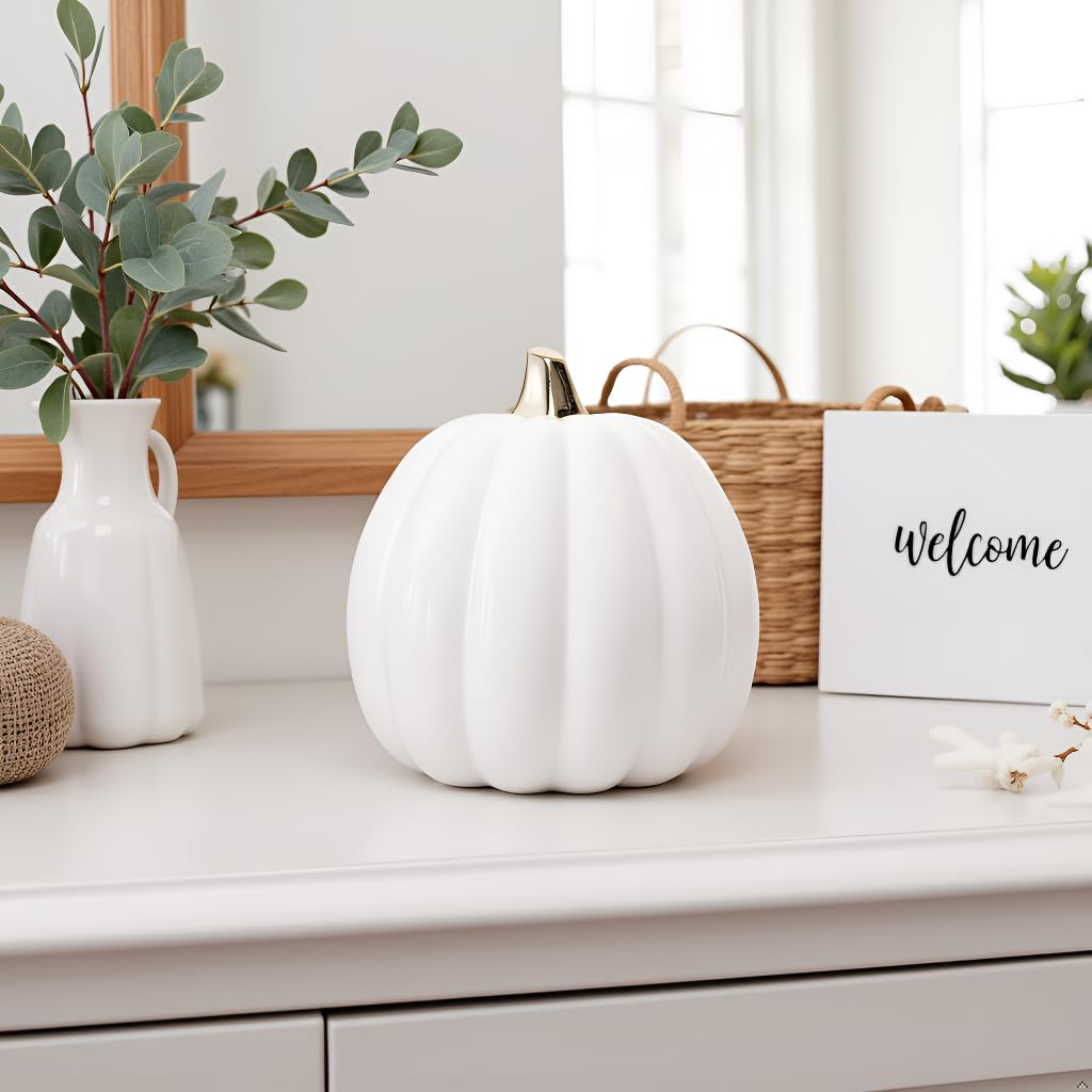 Pearhead White Ceramic Pumpkin, Small