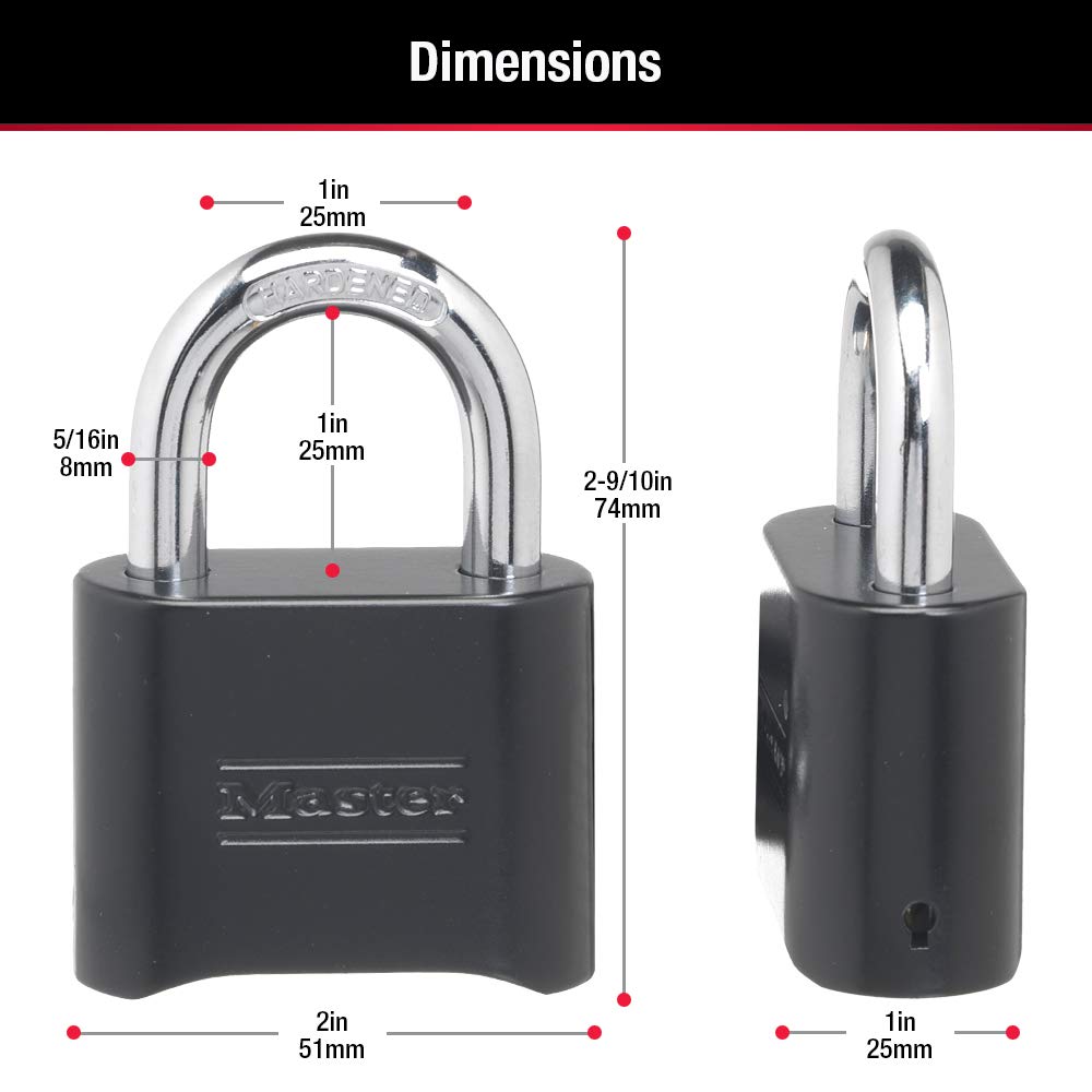Master Lock Black Combination Padlock, 2 Pack, 178EC2