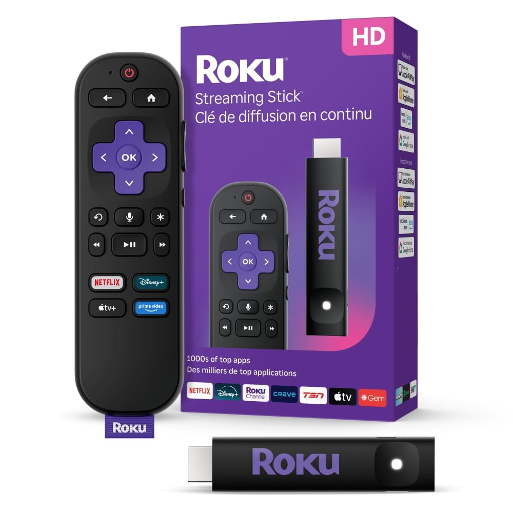 Roku Streaming Stick 2025, HD, with Voice Remote
