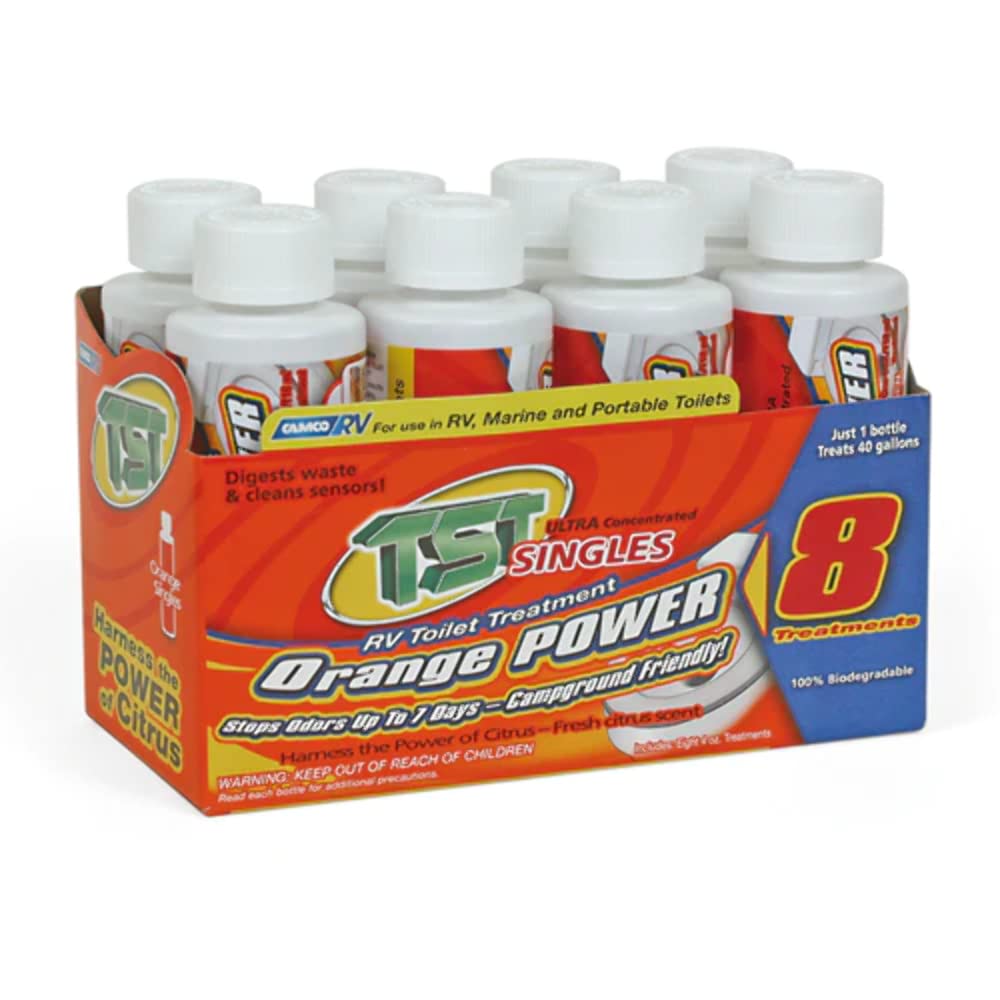 Camco TST MAX RV Toilet Treatment Singles, Orange, 8 x 4 oz, 41198
