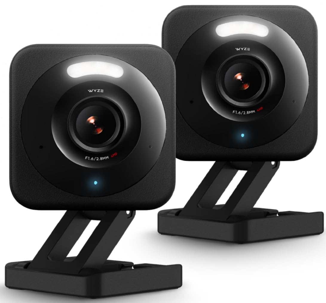 Wyze Cam v4 2.5K Security Camera, Black, 2 Pack