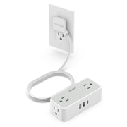 TESSAN 4-Outlet Flat Plug Surge Protector Power Bar, 5 ft, Grey