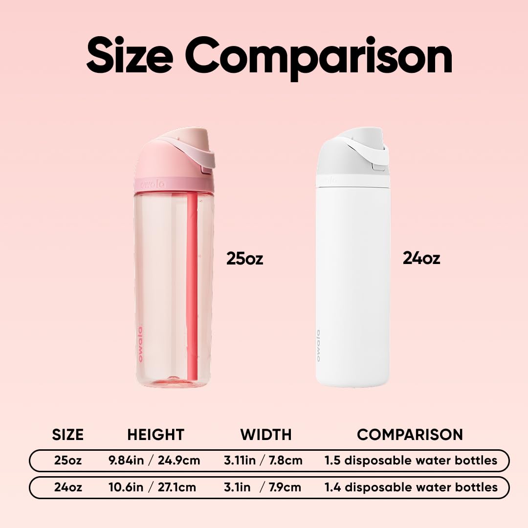 Owala FreeSip Insulated Steel Water Bottle, Rose Quartz, 25 oz