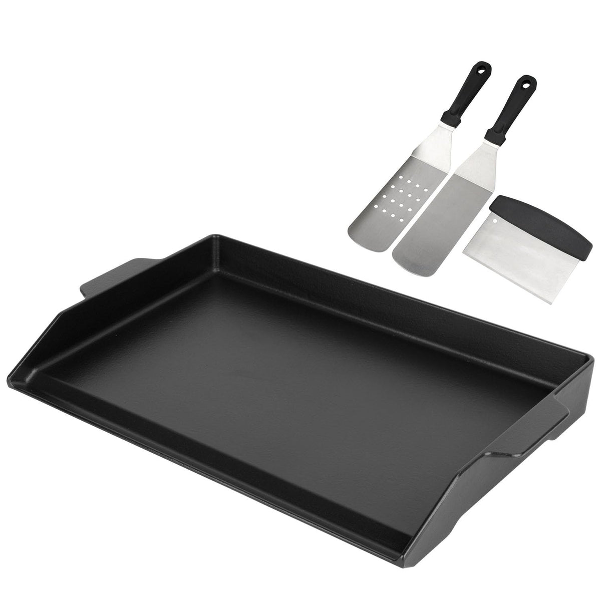 BBQ Future Universal Cast Iron Griddle with Spatula Set, 23 x 16 in