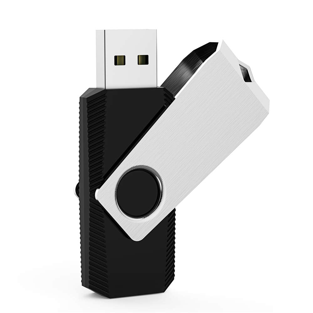 Aiibe 64GB USB 2.0 Swivel Flash Drive, Black