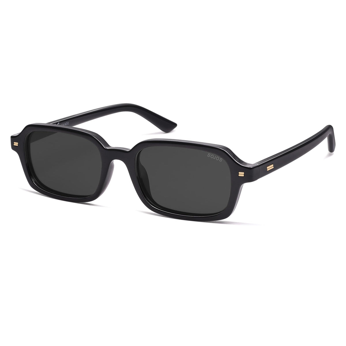 SOJOS SJ2610 Rectangle Polarized Sunglasses, Black/Grey