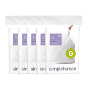 simplehuman Code G Custom Fit Trash Bag Liners, 30L, 100 Count, White