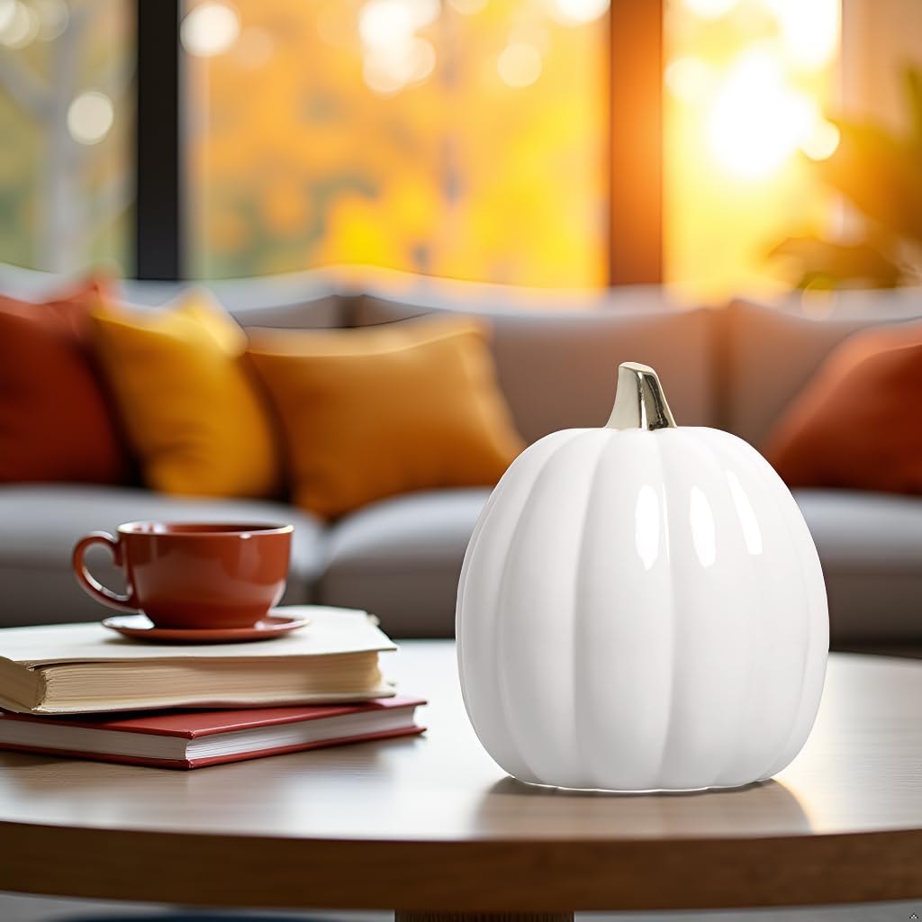 Pearhead White Ceramic Pumpkin, Small