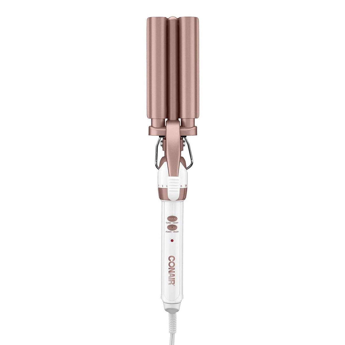 Conair CD704C Double Ceramic Triple Barrel Waver, White/Rose Gold