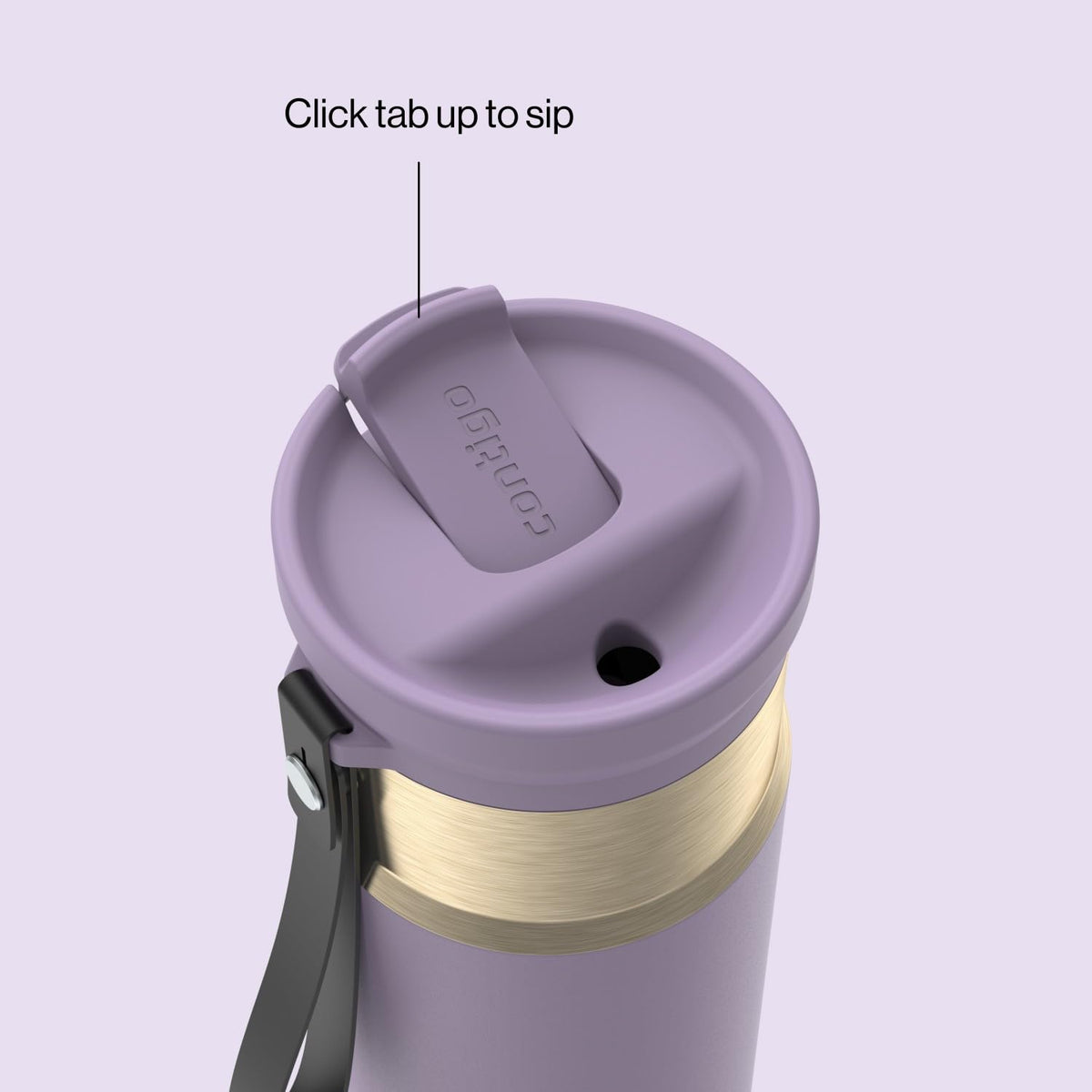 Contigo SnapSeal Water Bottle with Carry Strap and Straw, 24oz