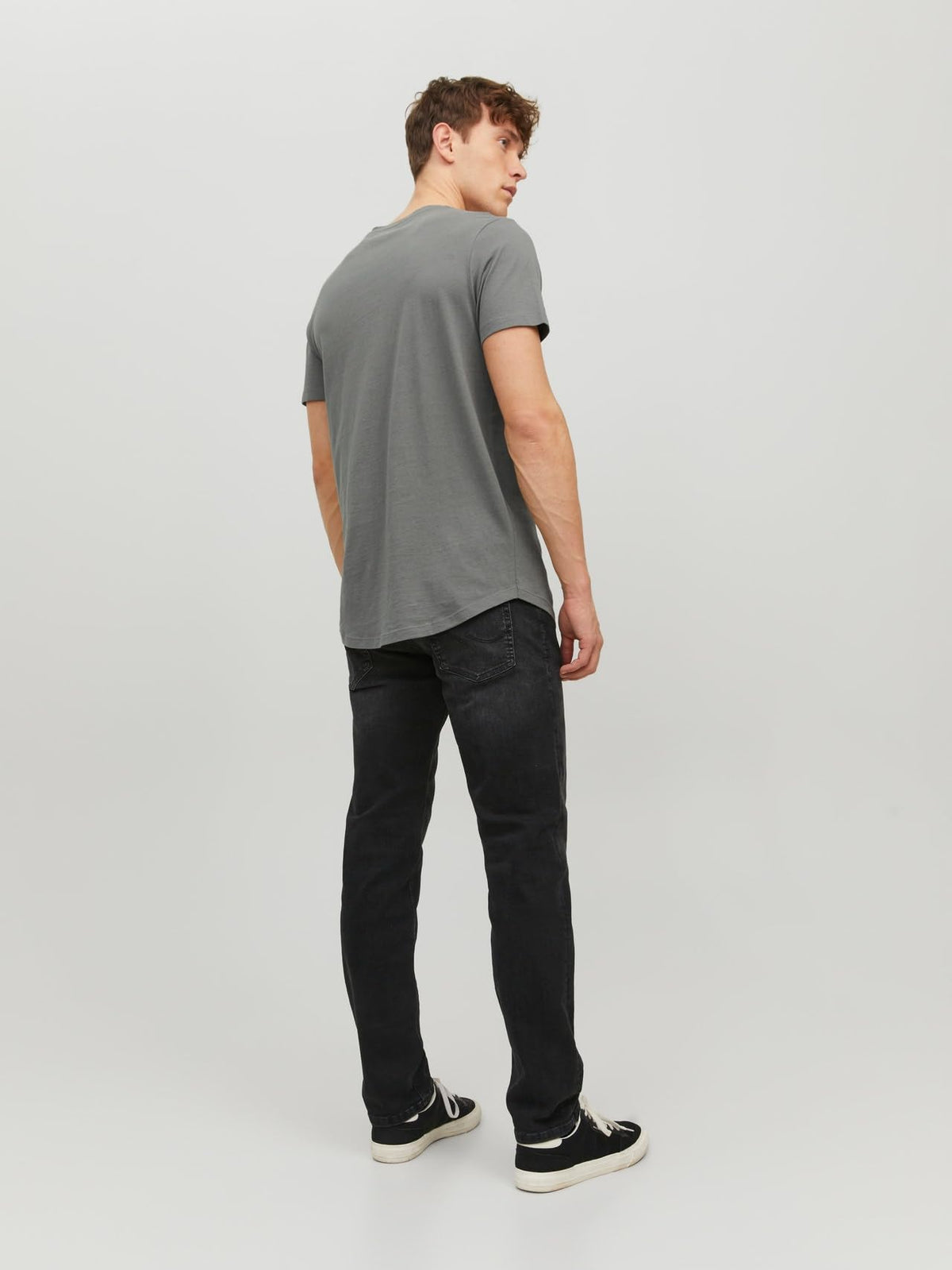 Jack & Jones Men's Long Line Fit T-Shirt JJENOA, Black, XL