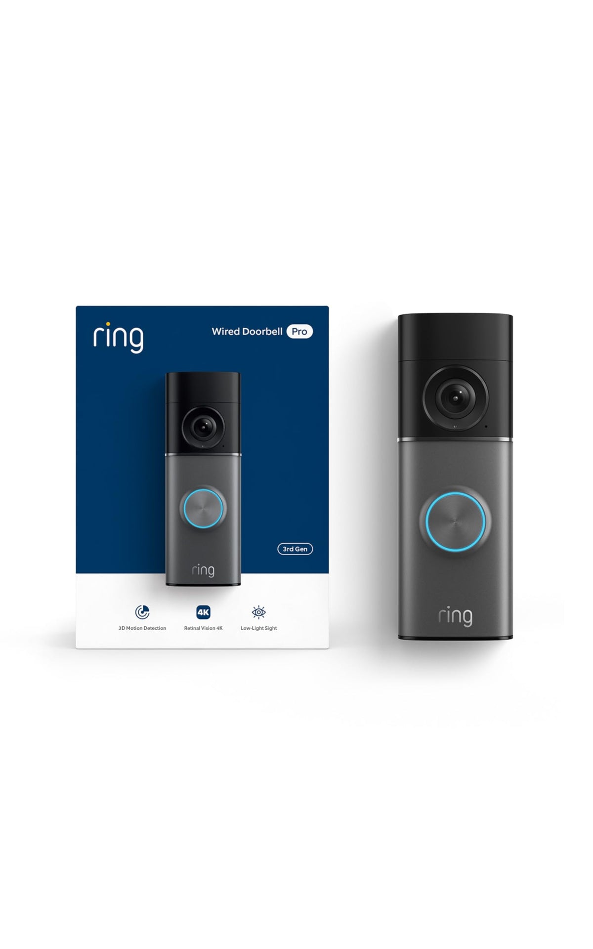 Ring Wired Doorbell Pro, Retinal 4K, Deep Silver