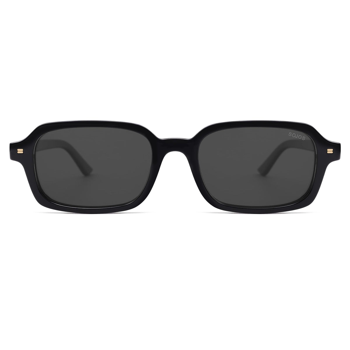 SOJOS SJ2610 Rectangle Polarized Sunglasses, Black/Grey