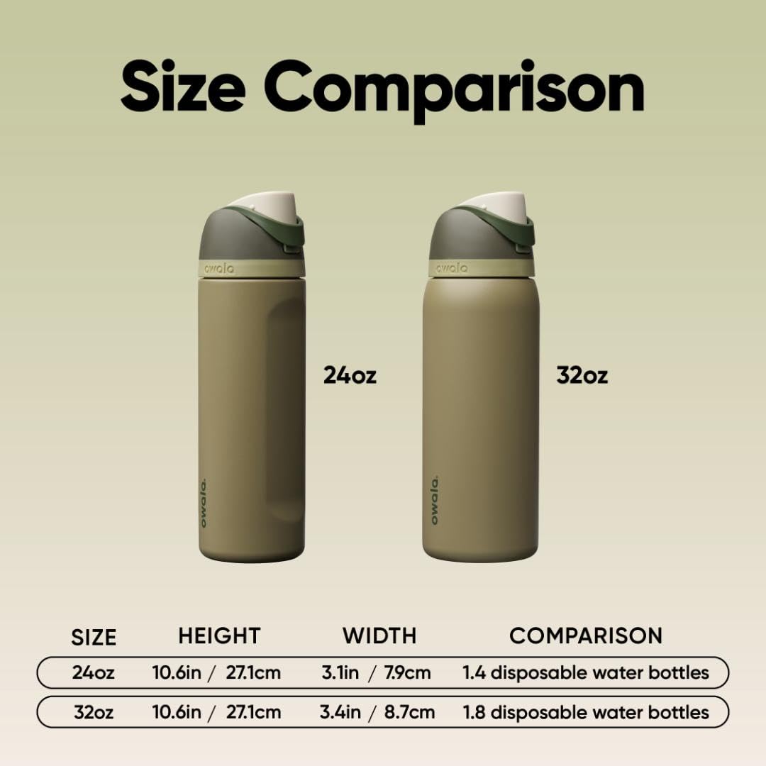 Owala FreeSip Stainless Steel Water Bottle, 32 Oz, Off Road