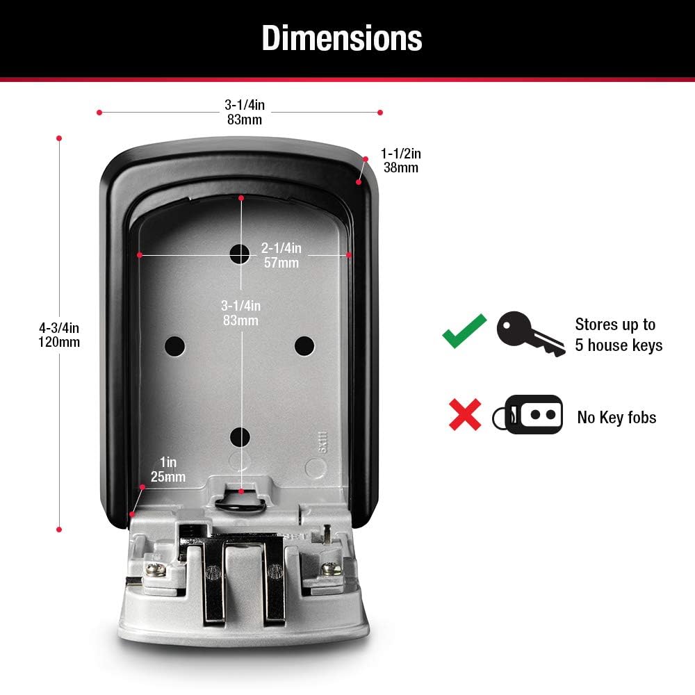Master Lock Wall Mount Key Lock Box, 5 Key Capacity, 5401D