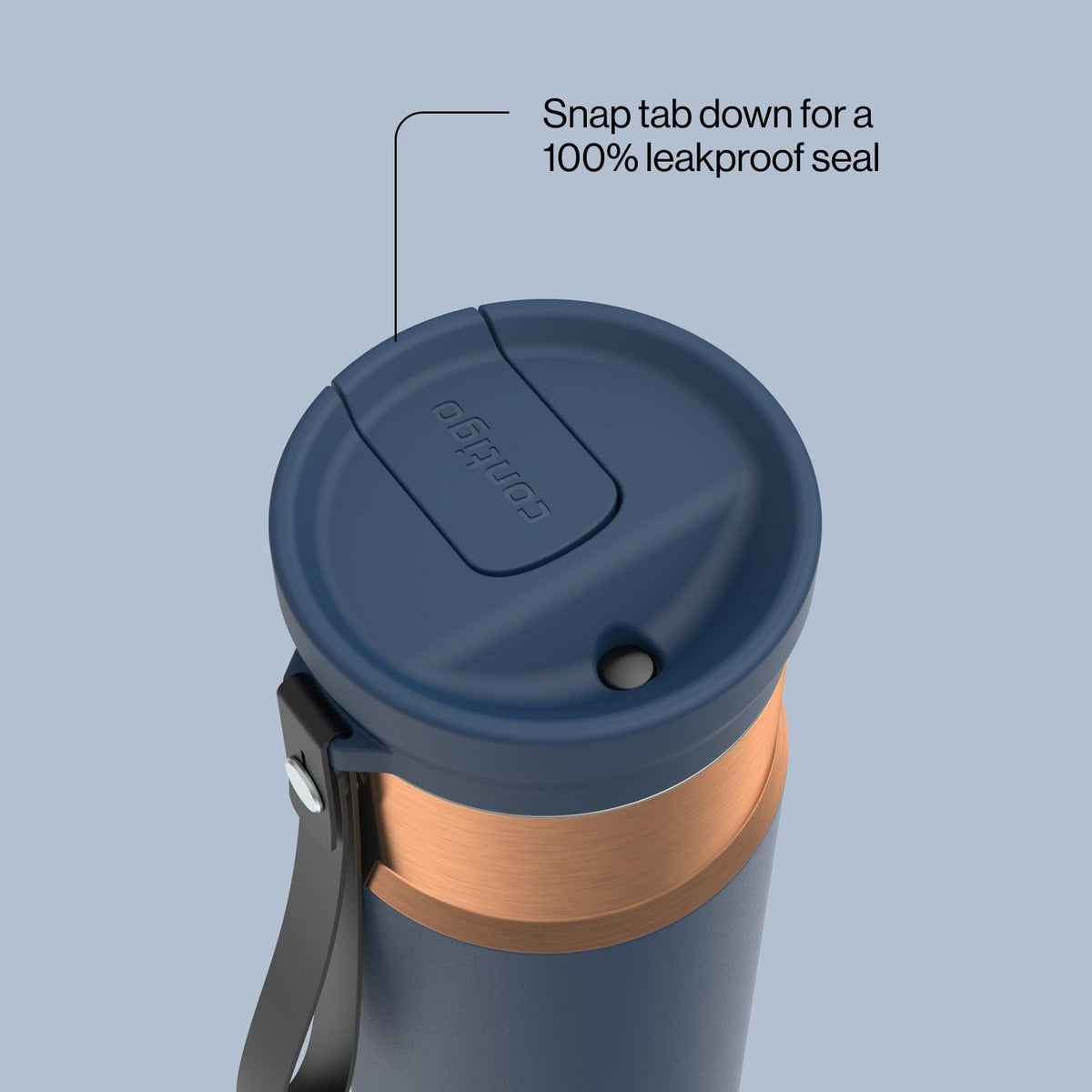 Contigo SnapSeal Water Bottle with Carry Strap and Straw, 24oz