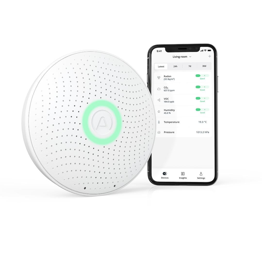 Airthings Wave Plus Indoor Air Quality Monitor with Radon Detection