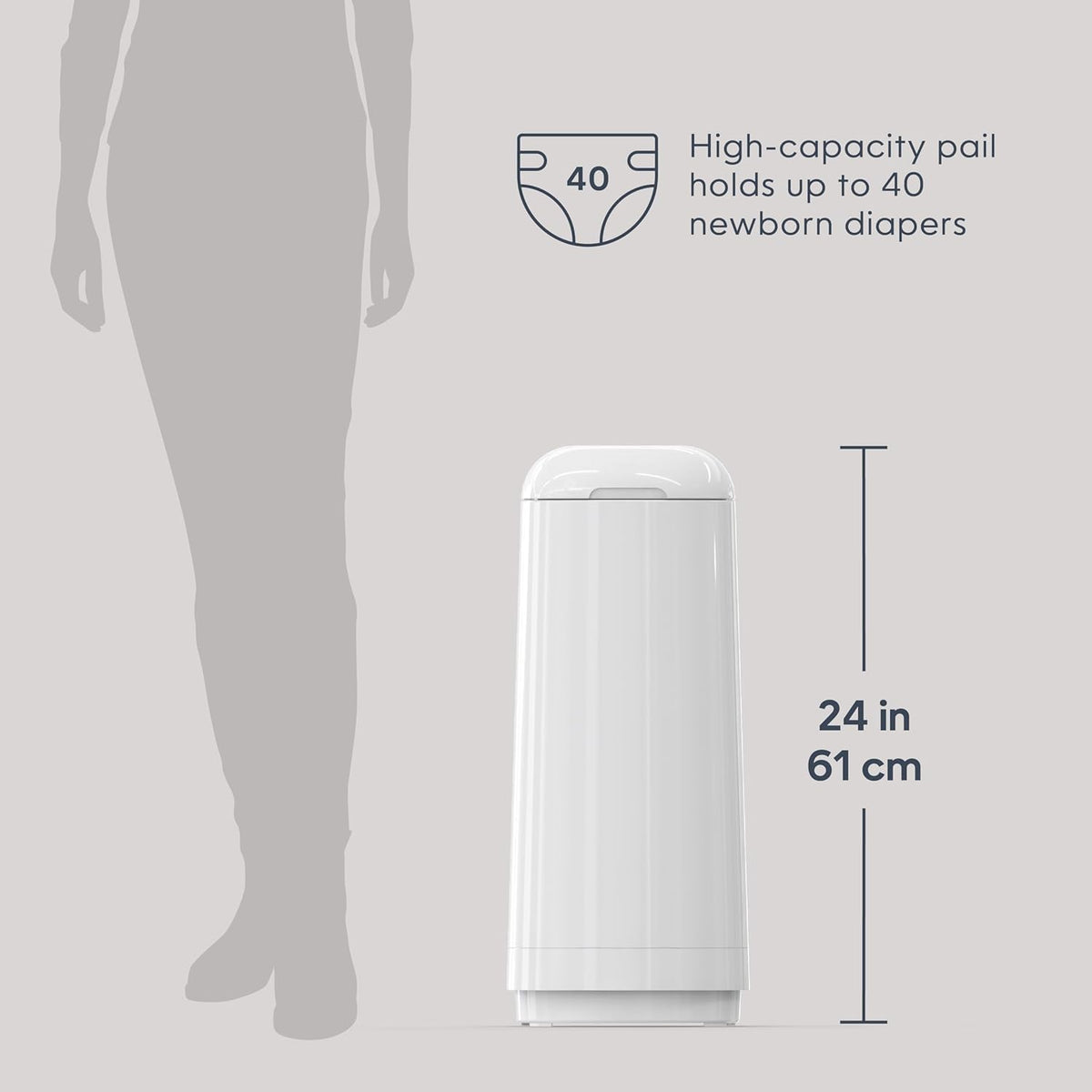 Diaper Genie Essence Pail, White, with 18 Refill Bags