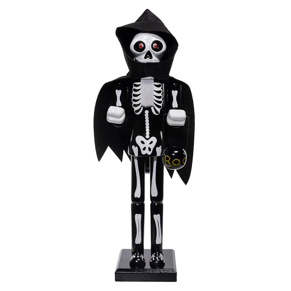Kurt Adler Wooden Halloween Skull Nutcracker, 15-inch