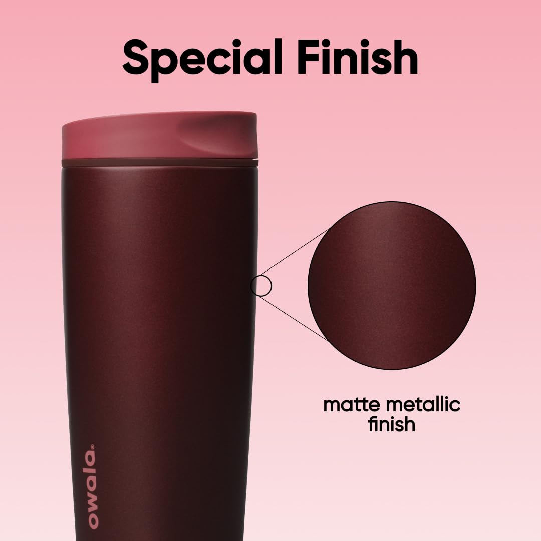 Owala SmoothSip Slider Insulated Coffee Tumbler, 20 oz, Black Cherry