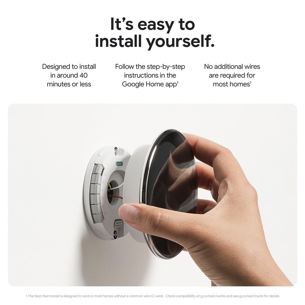 Google Nest Learning Thermostat 4th Gen With Temp Sensor, Silver