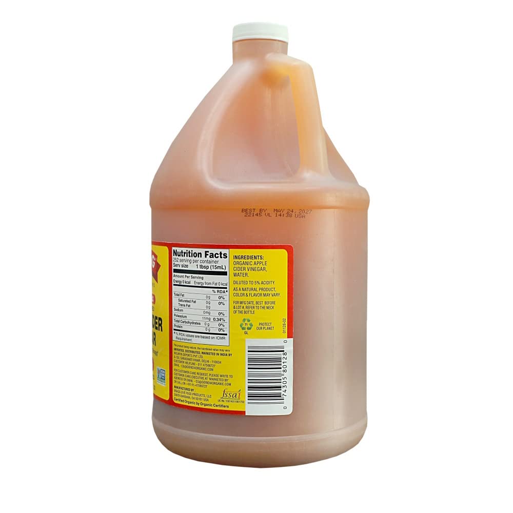 Bragg Organic Raw Apple Cider Vinegar, 128 oz (3.78 L)