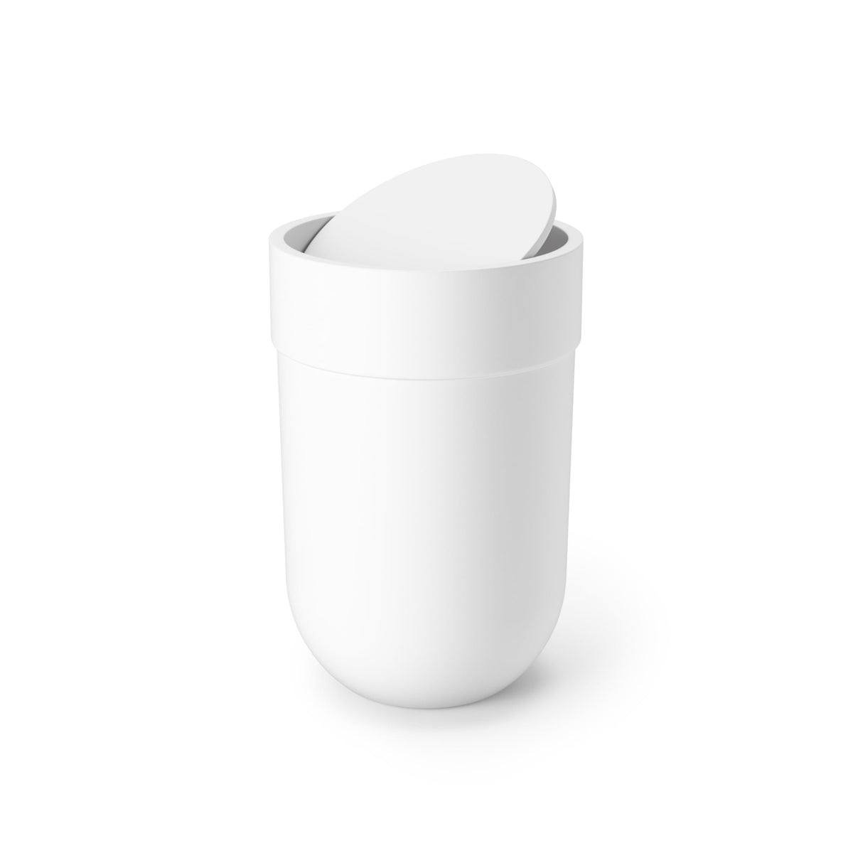 Umbra Touch Trash Can, 1.6 Gallon, Swing Lid, White