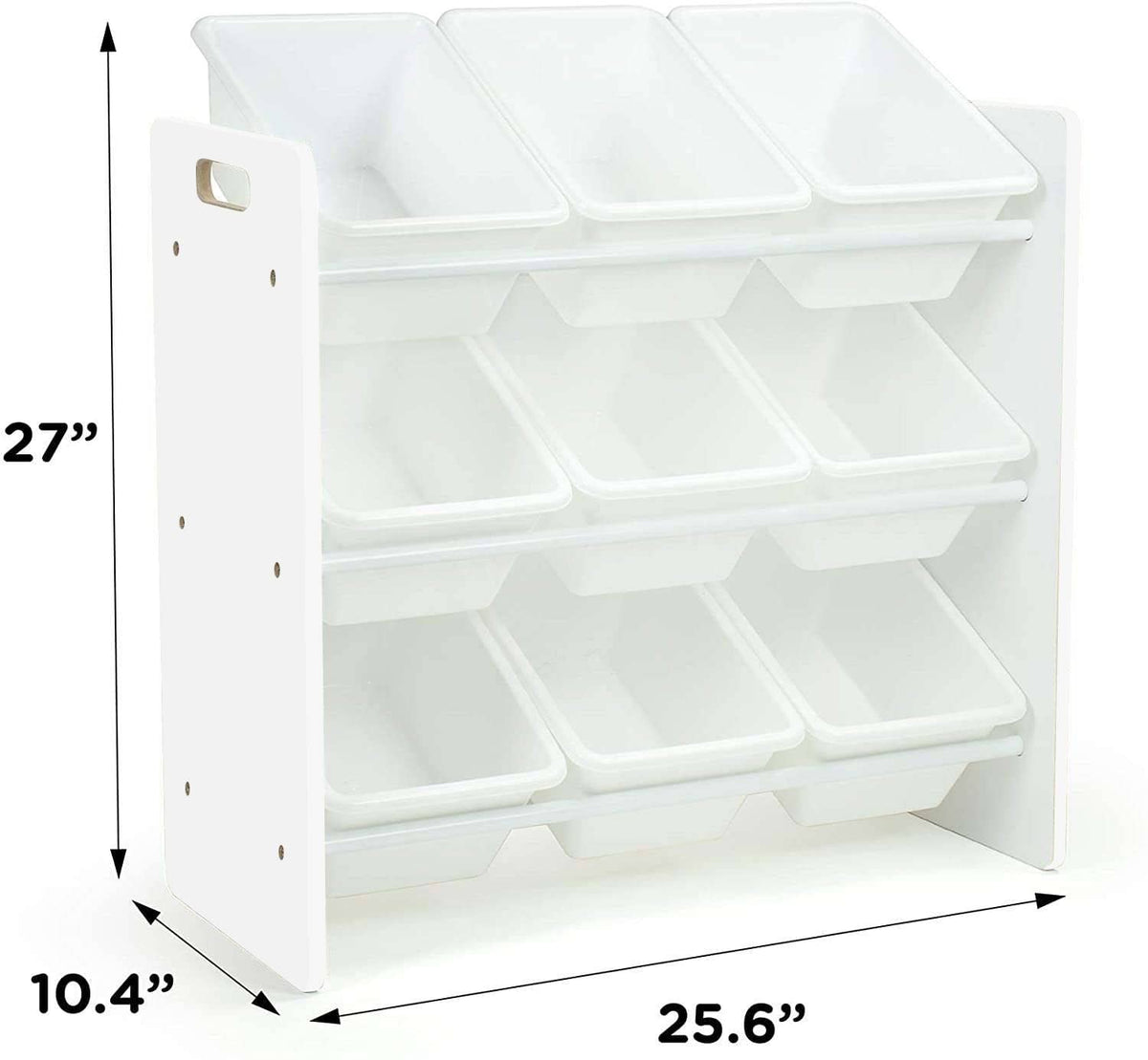 Lennox Furniture Toys Storage Organizer, 9 Plastic Bins, White