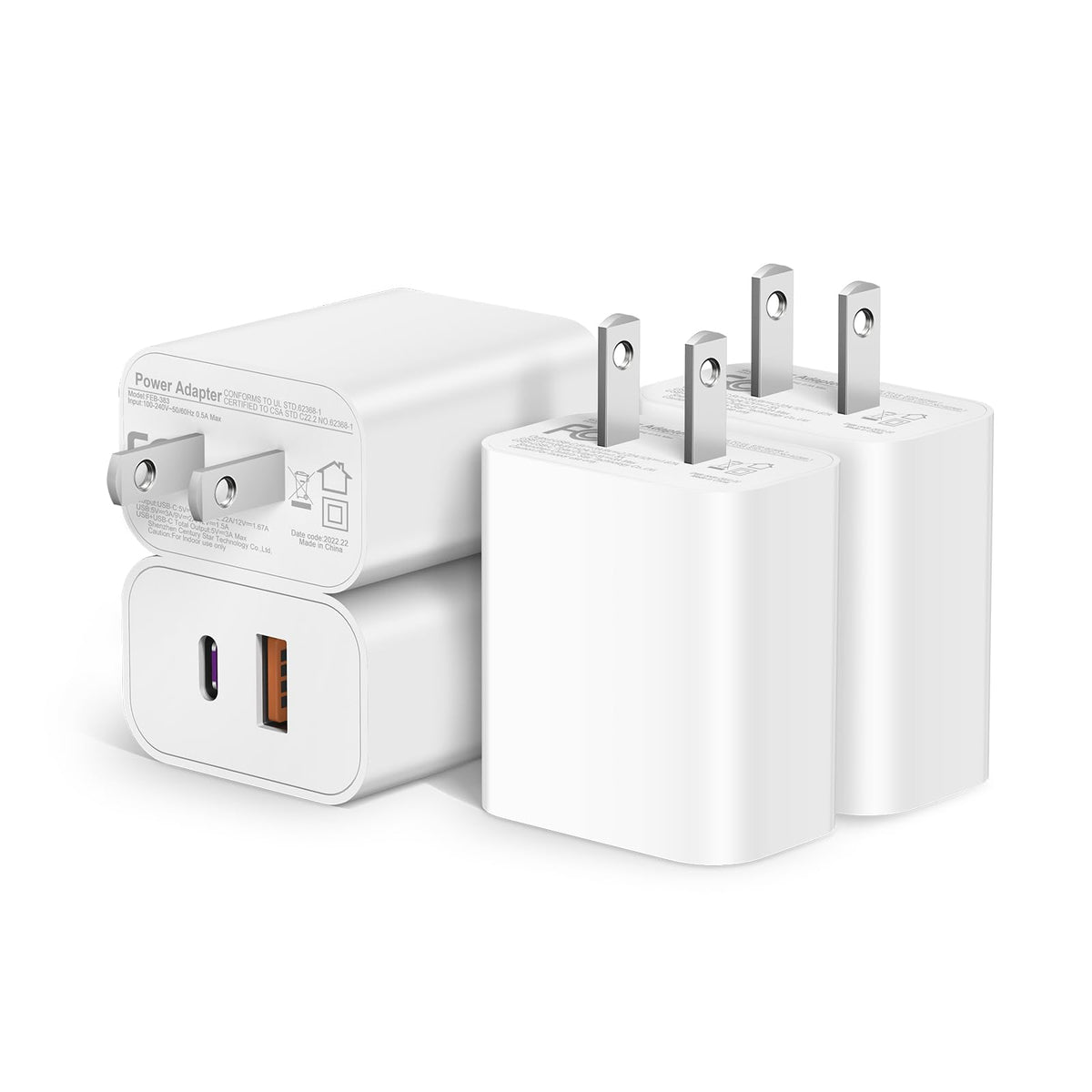 USB-C Charger Block, 20W Dual Port PD+QC