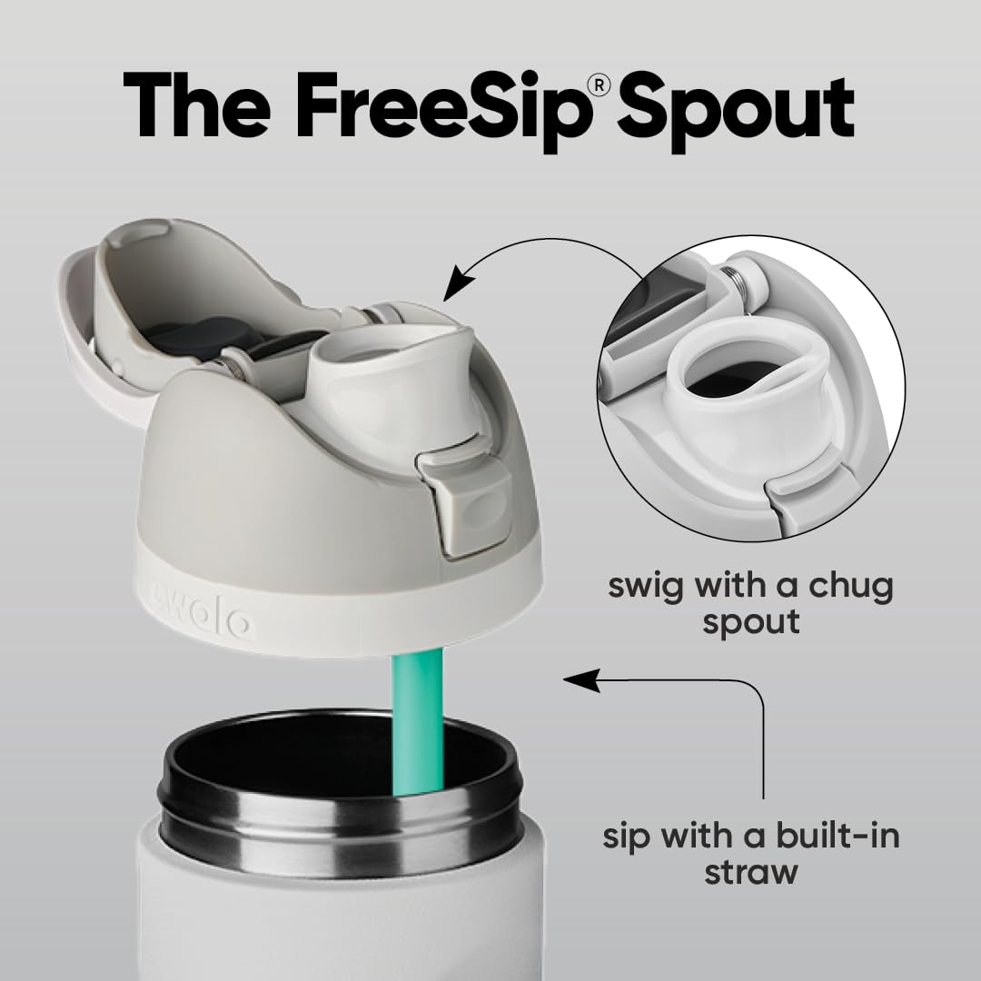 Owala FreeSip Stainless Steel Water Bottle, 24 oz, Shy Marshmallow