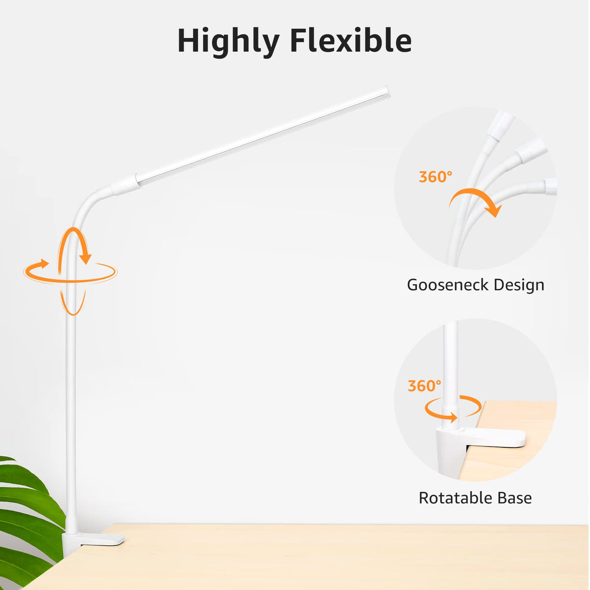 Lepro USB Clip-On LED Desk Lamp, White