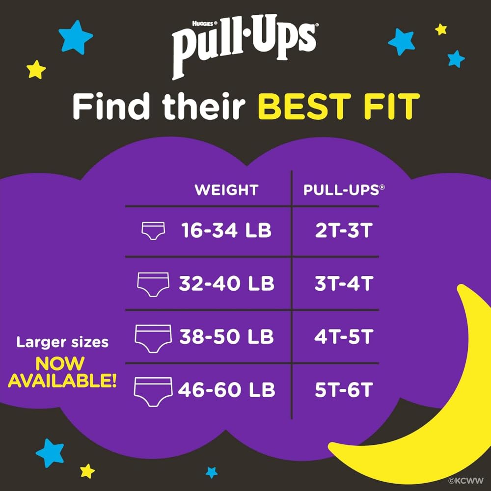 Huggies Pull-Ups Boys' Night-Time Training Pants, 3T-4T, 60ct