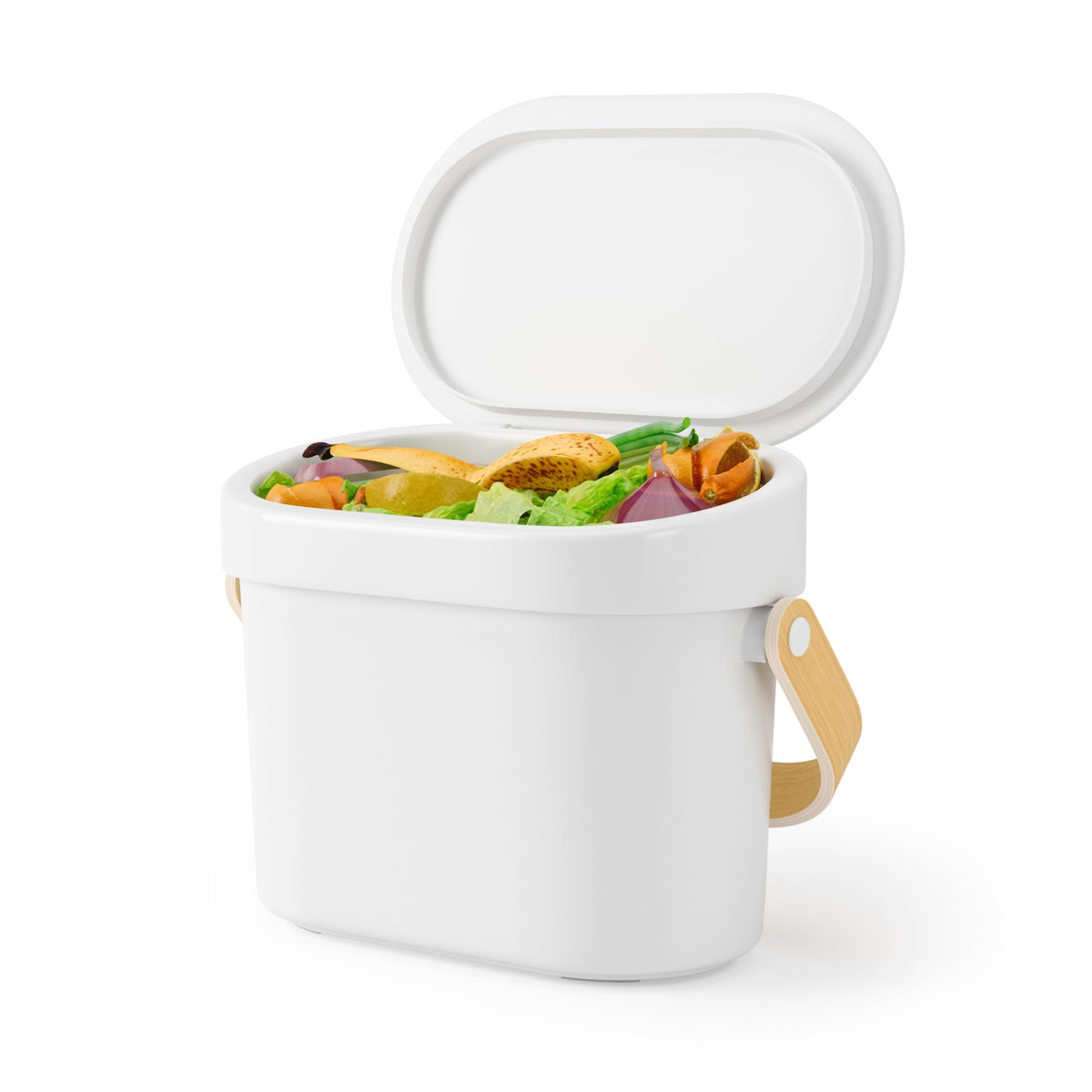 Umbra Bellwood Kitchen Compost Bin, White/Natural, 4 L