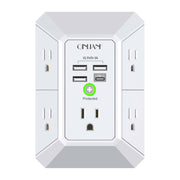 QINLIANF 5 Outlet Wall Charger Surge Protector with 4 USB Ports