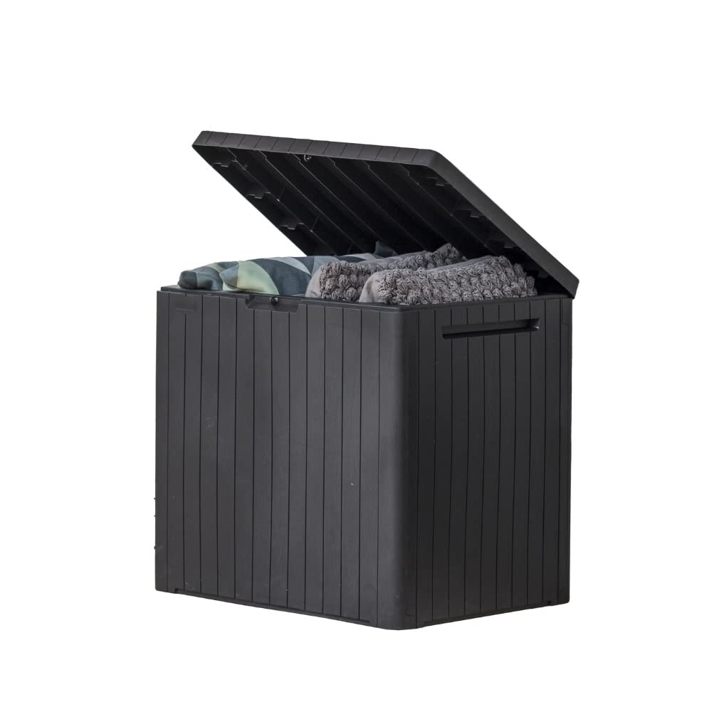Keter City Outdoor Storage Box and Patio Side Table, 30 Gal