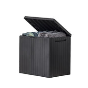 Keter City Outdoor Storage Box and Patio Side Table, 30 Gal