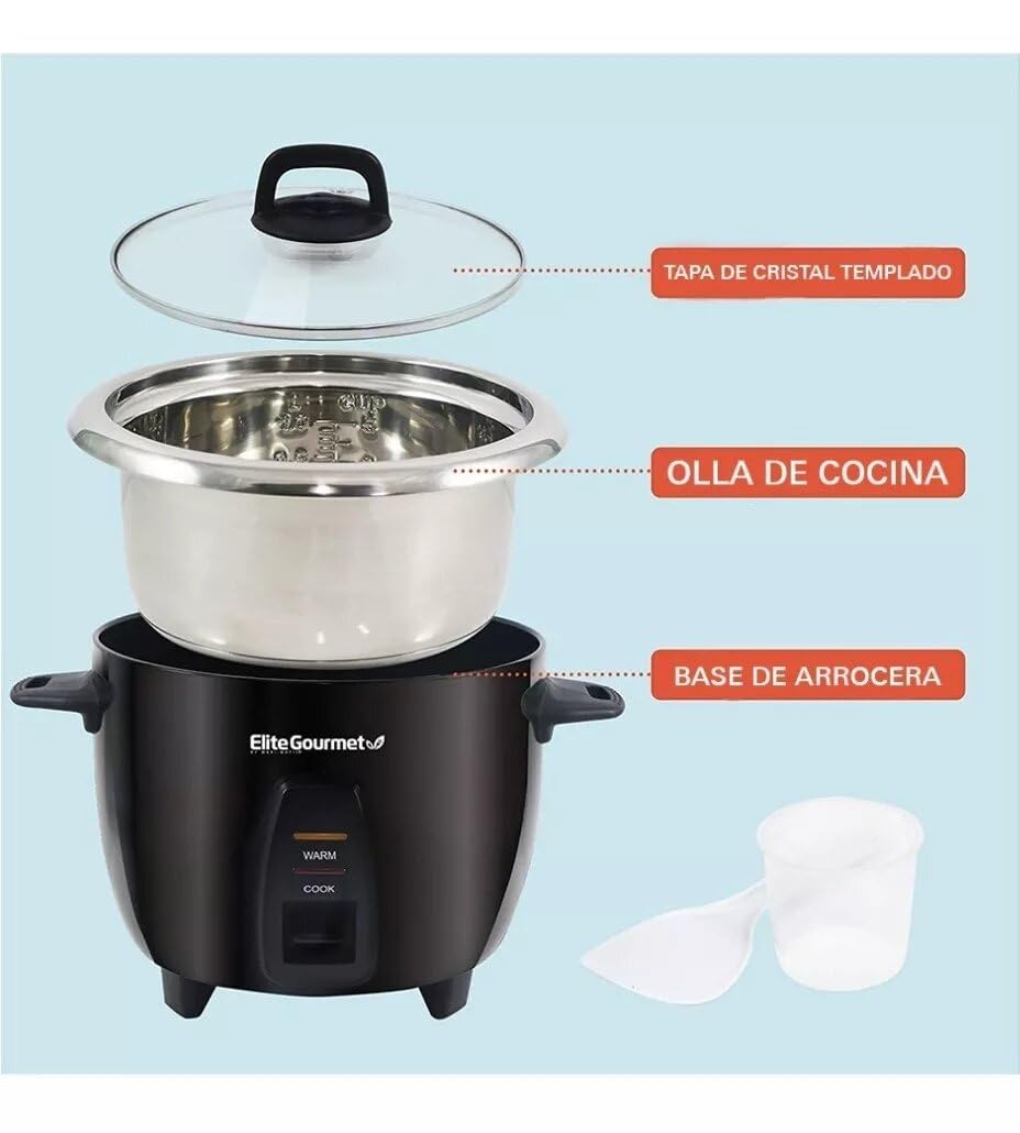 Elite Gourmet Maxi-Matic Rice Cooker, 10 Cups Cooked, ERC-2010B