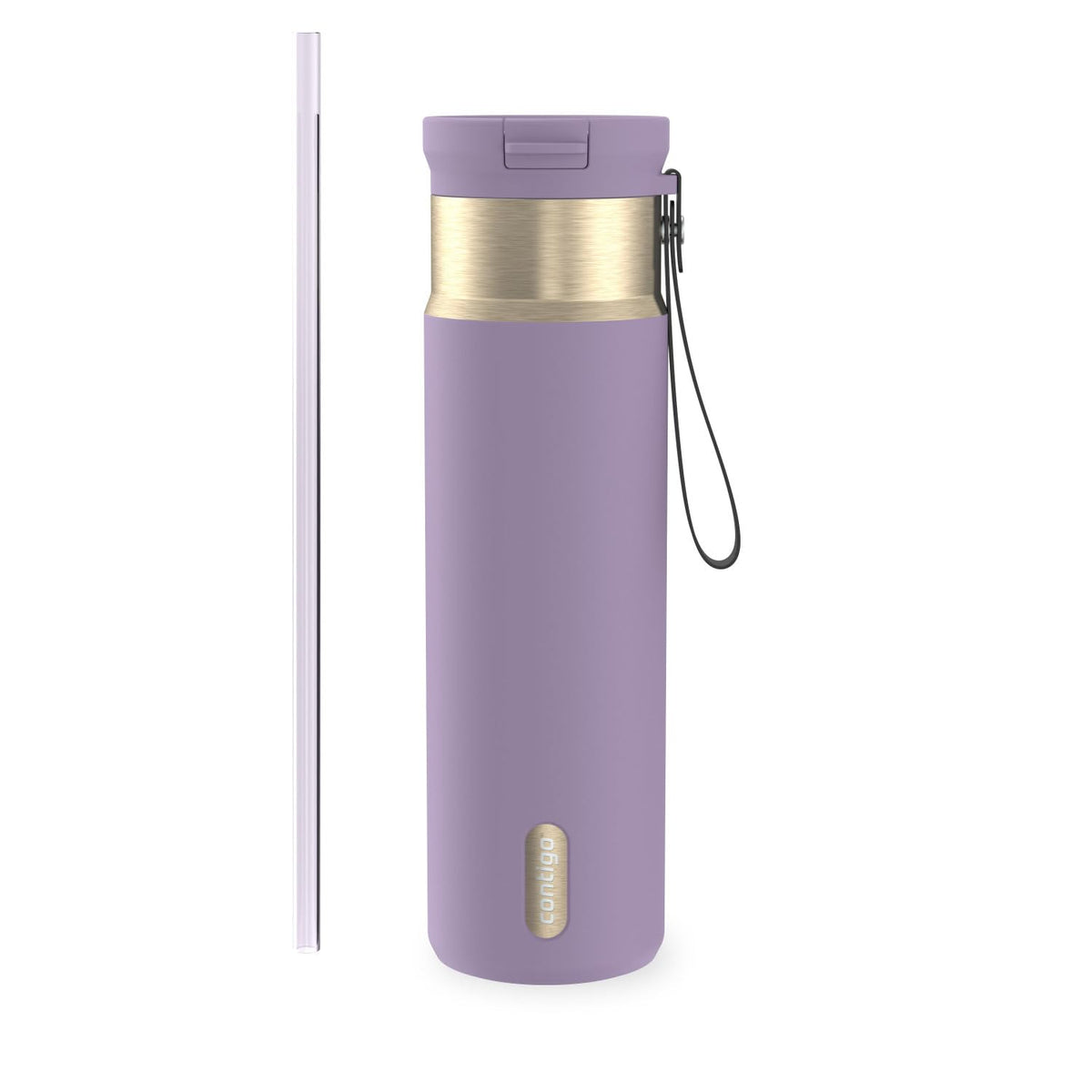 Contigo SnapSeal Water Bottle with Carry Strap and Straw, 24oz