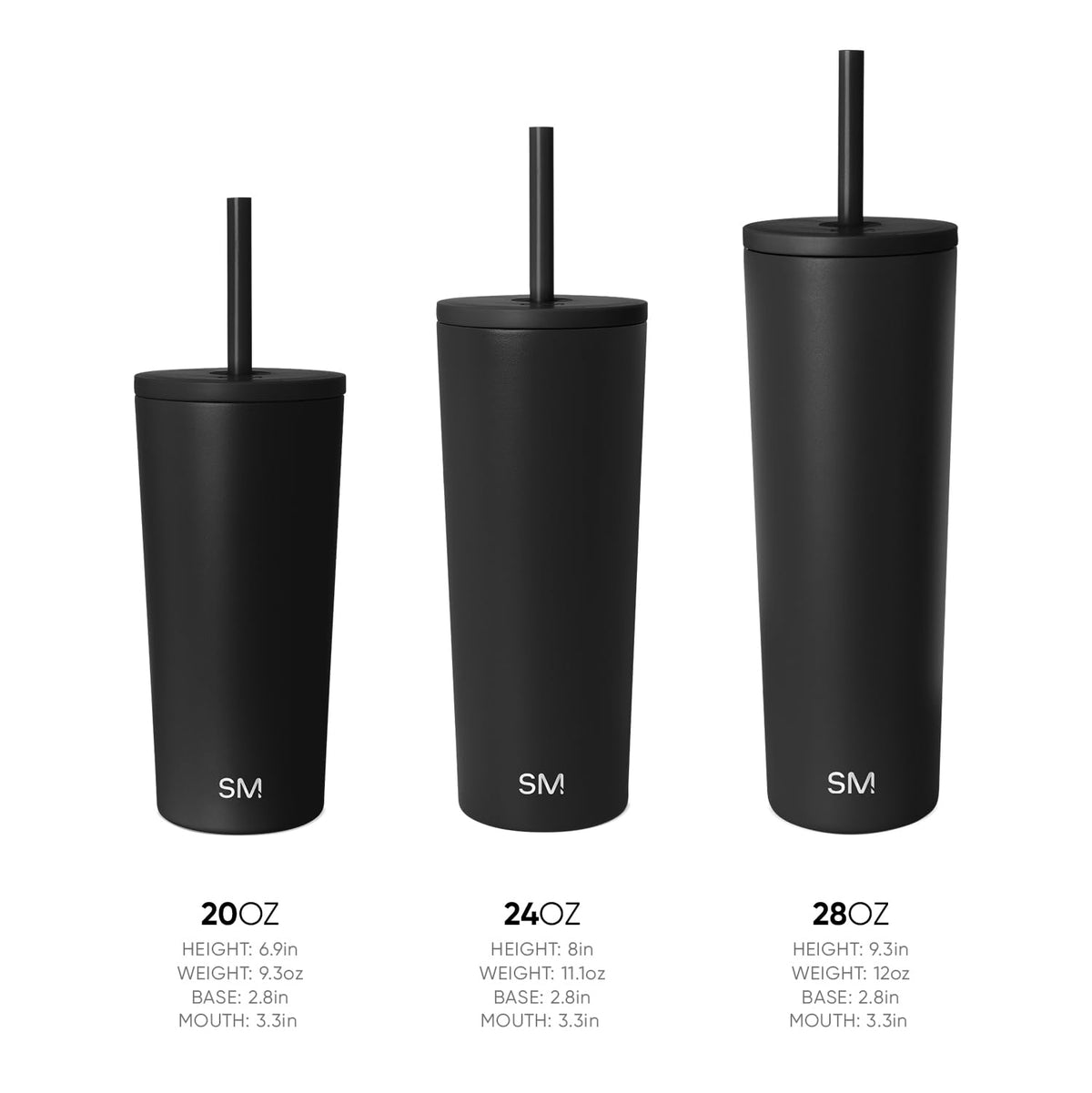 Simple Modern Iced Coffee Tumbler, Insulated, 24oz, Black