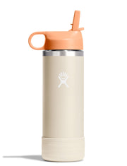 Kids Stainless Steel Bottle With Straw Cap and Boot, Coconut, 18 Oz
