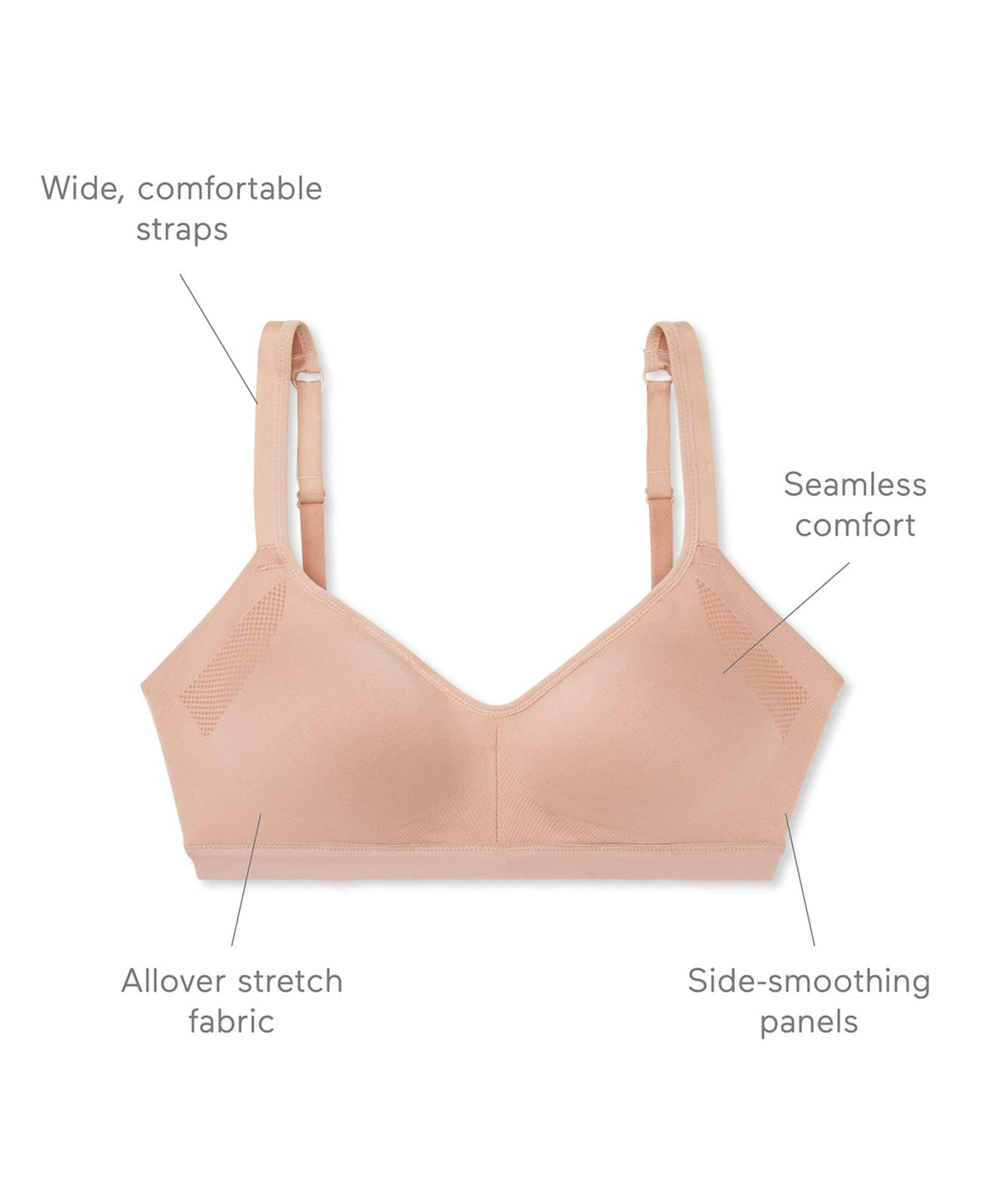 Warners Women's Blissful Benefits Wireless Comfort Bra, White, Large